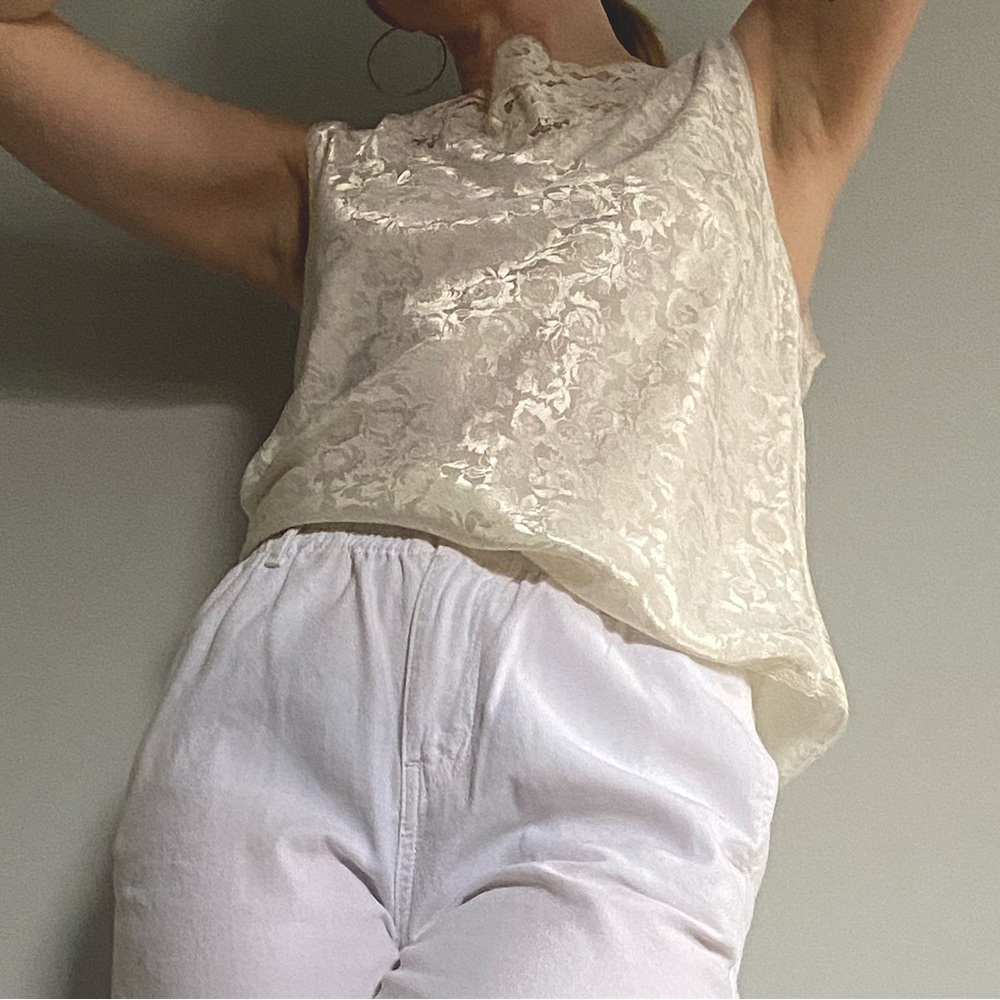Christian Dior vintage lace-trimmed metallic camisole top
